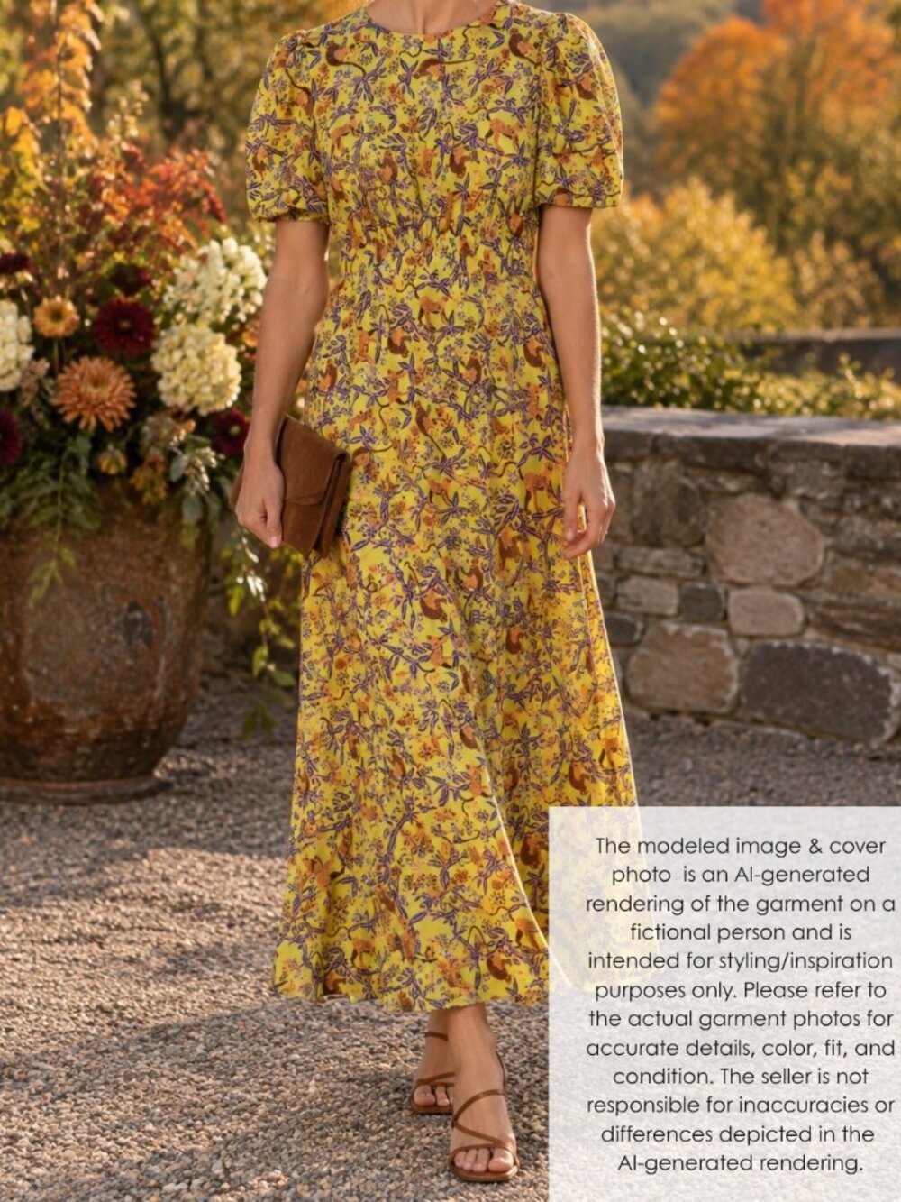 Saloni Bianca Silk Maxi Dress - Yellow Purple Boho Floral Print - Size 12 - Picture 5 of 12